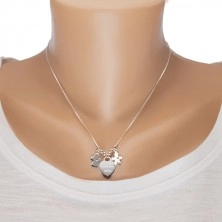 Srebrna 925 ogrlica, srce sa natpisom „Love you MOM“, dečko i djevojčica