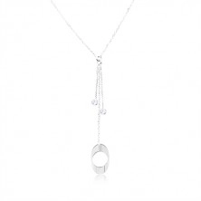 925 srebrna ogrlica, nakošeni ovalni lančić koji visi, dvije perle