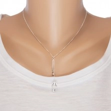 925 srebrna ogrlica, nakošeni ovalni lančić koji visi, dvije perle