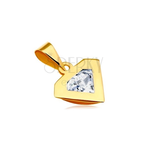 Privjesak od 14K žutog zlata - dijamantni rub, svjetlucavi prozirni cirkon
