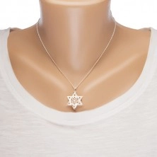 Ogrlica od 925 srebra, dvostruka zvijezda sa prorezima, bakrena i srebrna boja