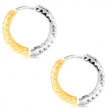14K zlatne naušnice - prsten od žutog i bijelog zlata, rupice