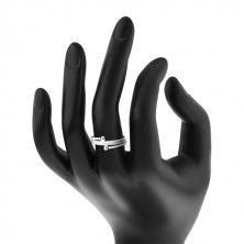 925 srebrni prsten, trostruki prsten sa uvijenim uzorkom, dvije sjajne loptice