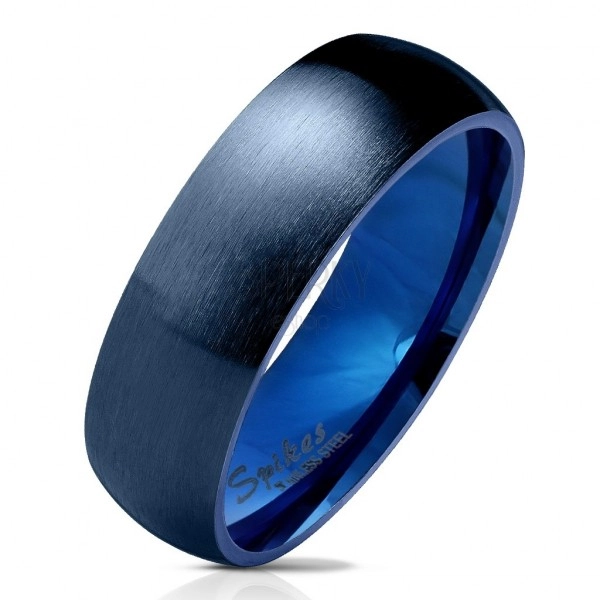 Čelični prsten tamno plave boje, mat zaobljena površina, 6 mm