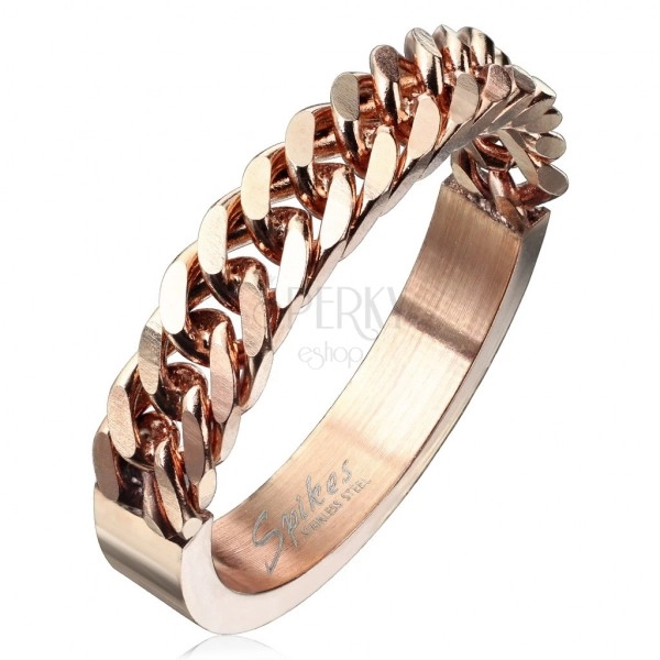 Prsten od nehrđajućeg čelika bakrene boje sa uzorkom lančića, 4 mm