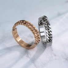 Prsten od nehrđajućeg čelika bakrene boje sa uzorkom lančića, 4 mm