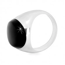 925 srebrni prsten sa crnom ovalnom glazurom i sjajnim krakovima