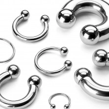 Piercing od nehrđajućeg čelika - veća sjajna konjska potkova, loptice, širina 8 mm