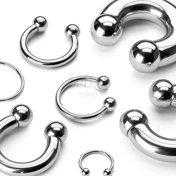 Piercing od nehrđajućeg čelika - veća sjajna konjska potkova, loptice, širina 8 mm