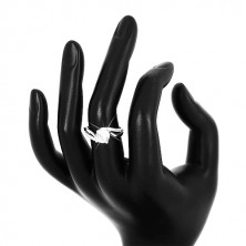 925 srebrni prsten - okrugli svjetlucavi cirkon, uvijeni valoviti krakovi