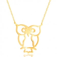 Ogrlica od žutog 585 zlata - sova kao simbol mudrosti, sjajni tanki lančić