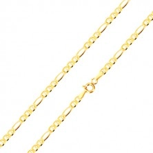 14K lančić od žutog zlata - Figaro dizajn, ovalne karike odvojene sa štapićem, 450 mm