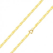 14K zlatna narukvica - duguljaste karike sa usjecima i pravokutnicima, ovalne karike, 210 mm