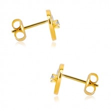 Diamond earrings of combined 585 gold - asymmetric heart with brilliant 