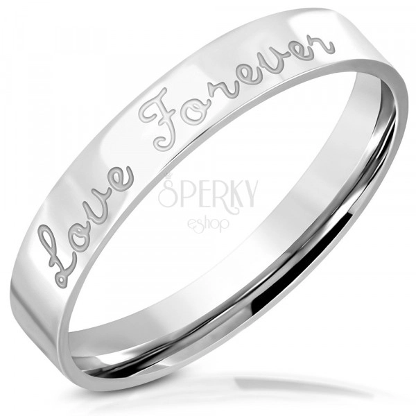 Sjajni čelični vjenčani prsten sa ugraviranim natpisom "Love Forever", 3,5 mm