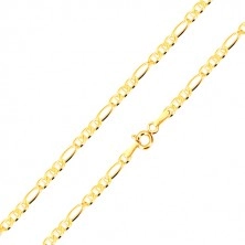 14K lančić od žutog zlata - tri ovalne karike sa štapićem, duguljasta karika, 550 mm