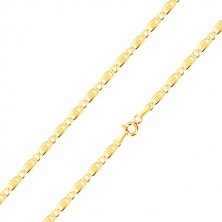 14K narukvica od žutog zlata - ovalna karika, duguljasta karika sa mrežom, 190 mm