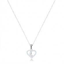 925 srebrna ogrlica - silueta srca sa cirkonima, linija u obliku srca