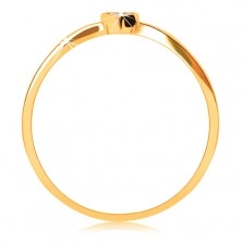 Prsten od 9K žutog zlata - srce ukrašeno okruglim prozirnim cirkonima