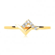 Svjetlucavi prsten od 9K žutog zlata - sjajna i cirkonska zakrivljena linija