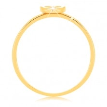 Prsten od 9K žutog zlata - srce s bijelim obrubom i prozirnim cirkonom