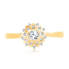 Prsten od zlata 375 - svjetlucavo sunce ukrašeno okruglim prozirnim cirkonima
