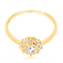 Prsten od zlata 375 - svjetlucavo sunce ukrašeno okruglim prozirnim cirkonima