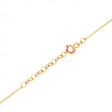 Žuta 585 zlatna ogrlica - fini lančić, simbol beskonačnosti, natpis MOM