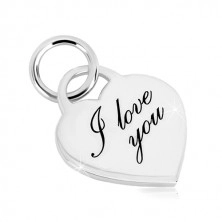 925 srebrni privjesak - privjesak srce, lijepo ugravirani natpis "I love you"