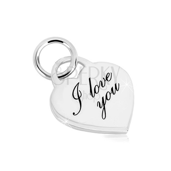 925 srebrni privjesak - privjesak srce, lijepo ugravirani natpis "I love you"