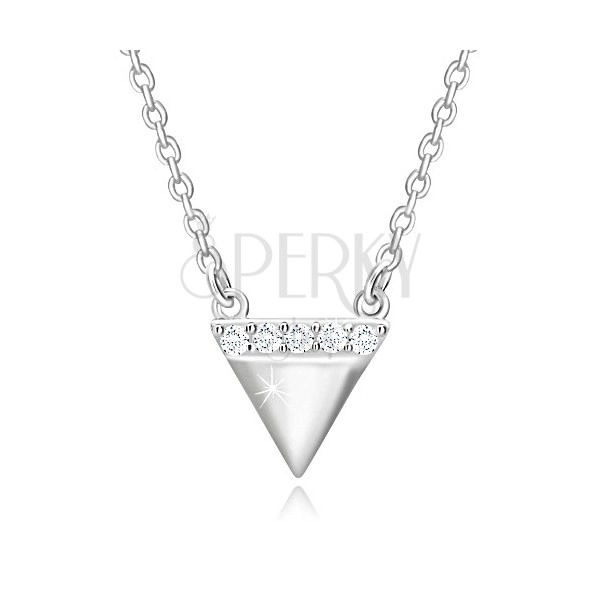 925 srebrna ogrlica - naopaki trokut, svjetlucava cirkonska linija