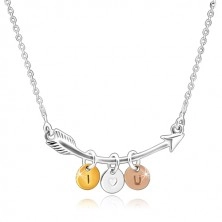 925 srebrna ogrlica - uvijena strelica, troboni krugovi "I HEART YOU"