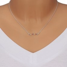 925 srebrna ogrlica - val sa cirkonima u boji, lančić sa ovalnim karikama