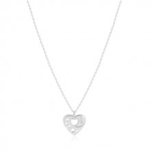 925 srebrna ogrlica - simetrično srce sa usjecima u obliku srca, natpis "MUM"