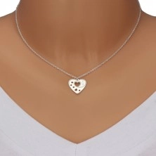 925 srebrna ogrlica - simetrično srce sa usjecima u obliku srca, natpis "MUM"