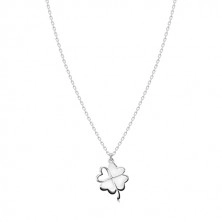 925 srebrna ogrlica - djetelina s četiri lista za sreću, usjek u obliku srca, svjetlucavi lančić