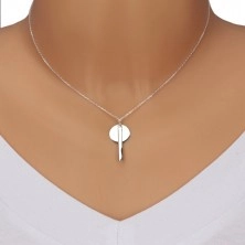 925 srebrna ogrlica - svjetlucavi lančić, sjajni krug sa pravokutnikom