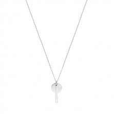 925 srebrna ogrlica - svjetlucavi lančić, sjajni krug sa pravokutnikom