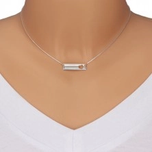 925 srebrna ogrlica - pravokutnici sa usječenim srcem, natpis "MOM"