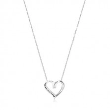 925 srebrna ogrlica - vrpca savijena u srce, "Forever in my heart"