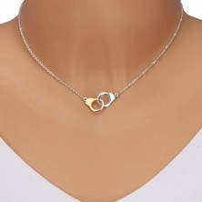 925 srebrna ogrlica - lisice u kombinaciji dvije boje, svjetlucavi lančić