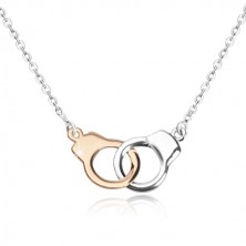 925 srebrna ogrlica - lisice u kombinaciji dvije boje, svjetlucavi lančić