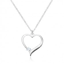 925 srebrna ogrlica - silueta simetričnog srca, svjetlucavi prozirni cirkoni