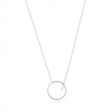 925 srebrna ogrlica - svjetlucavi lančić, sjajna silueta kruga i štapić