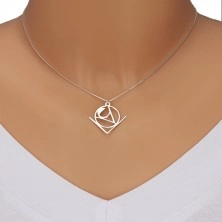 925 srebrna ogrlica - riječ "Love" sa apstraktnim geometrijskim motivom