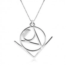925 srebrna ogrlica - riječ "Love" sa apstraktnim geometrijskim motivom