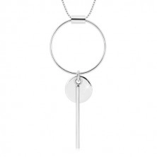 925 srebrna ogrlica - kutne karike, silueta kruga, manji krugi štapić