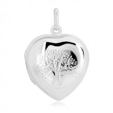 925 srebrni medaljon - simetrično srce sa finom gravurom, drvo života