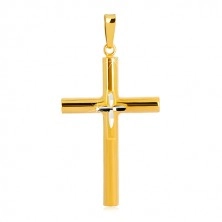 925 srebrni privjesak - križ zlatne boje, manji križ u sredini, usjeci u obliku zrna