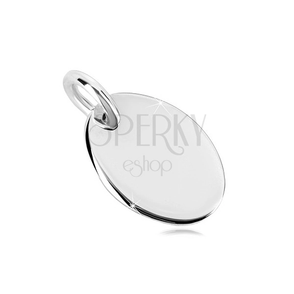 925 srebrni privjesak - plosnata pločica sa sjajnom površinom, jednostavni oval